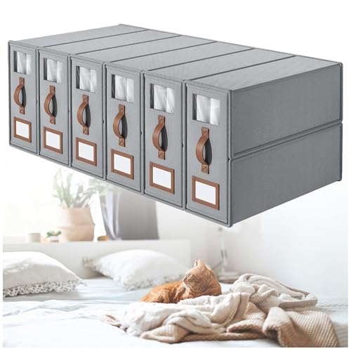 ZaiZaiSMao Bettwäsche Organizer Faltbarer, Aufbewahrung Bettwäsche Organizer mit Fenster und Etikett Bettzeug Aufbewahrung für Bettlaken und Kleidung,gray-6pack von ZaiZaiSMao