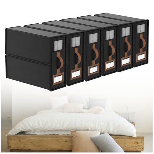 ZaiZaiSMao Bettwäsche Organizer Faltbarer, Bettwäsche Aufbewahrungstasche mit Fenster und Etikett Aufbewahrung Bettwäsche für Bettdecken Kleidung Decke,black-6pack von ZaiZaiSMao