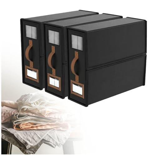 ZaiZaiSMao Bettwäsche Organizer Faltbarer, Bettwäsche Organizer Box mit klarem Fenster und Griff Bettwäsche Aufbewahrung für Bettlaken und Kleidung,black-3pack von ZaiZaiSMao