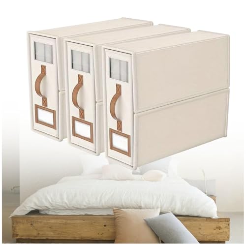 ZaiZaiSMao Bettwäsche Organizer Faltbarer, Bettzeug Aufbewahrung mit klarem Fenster und Griff Organizer Bettwäsche für Bettlaken und Kleidung,beige-3pack von ZaiZaiSMao