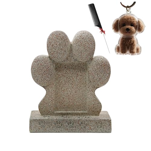 ZaiZaiSMao Gedenkstein Hund und Tierhaar Erinnerung, Andenken an Verstorbene Katze mit Fotorahmen-Einschub und Tierhaarsammler Erinnerung Katze Gedenkgeschenk für Tierliebhaber von ZaiZaiSMao