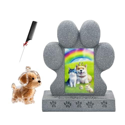 ZaiZaiSMao Gedenkstein Katze mit Tierhaar Erinnerung, Andenken an Verstorbene Katze mit Tierhaarsammler und Fotodisplay Gedenkstein Hund für Katze Trauer Geschenk von ZaiZaiSMao