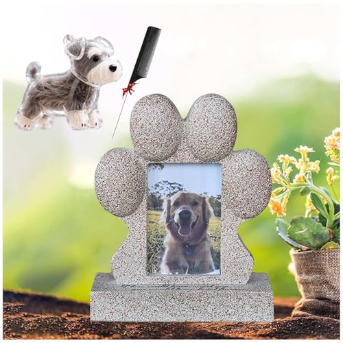 ZaiZaiSMao Gedenkstein Katze und Tierhaar Erinnerung, Grabschmuck Katze mit Tierhaarsammler und Fotodisplay Erinnerung Katze Gedenkgeschenk für Tierliebhaber,Gold-C von ZaiZaiSMao