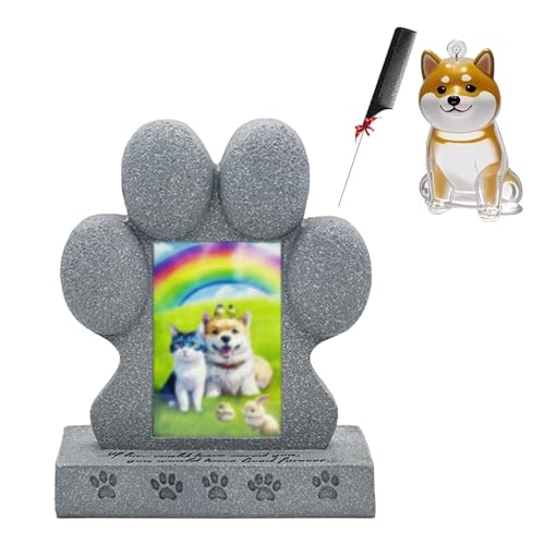 ZaiZaiSMao Grabstein Hund und Hundehaar-Sammler, Andenken an Verstorbene Katze mit Fotorahmen-Einschub und Tierhaarsammler Gedenktafel Hund Erinnerung an verstorbene Haustiere von ZaiZaiSMao
