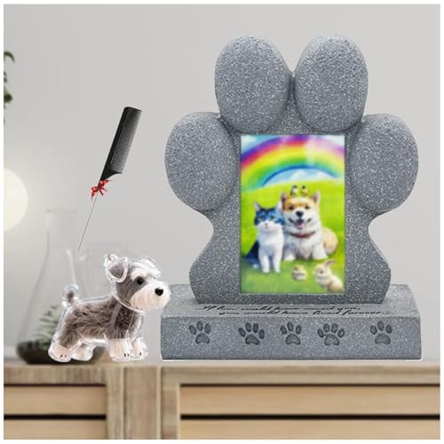 ZaiZaiSMao Grabstein Hund und Hundehaar-Sammler, Andenken an Verstorbene Katze mit Tierhaarsammler und Fotodisplay Hunde Grabstein für Tiere Grab Erinnerung von ZaiZaiSMao