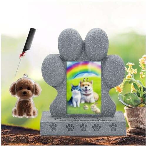 ZaiZaiSMao Grabstein Hund und Tierhaar Erinnerung, Gedenktafel Katze mit Fotorahmen-Einschub und Tierhaarsammler Grabschmuck Hund für Tiere Grab Erinnerung,Silver-A ZaiZaiSMao Grabstein Hund und Tierhaar Erinnerung, Gedenktafel Katze mit Fotorahmen-Einschub und Tierhaarsammler Grabschmuck Hund für Tiere Grab Erinnerung,Silver-A von ZaiZaiSMao