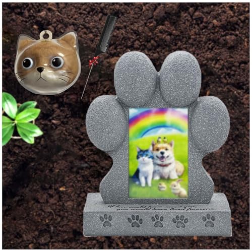 ZaiZaiSMao Grabstein Hund und Tierhaar Erinnerung, Gedenktafel Katze mit Fotorahmen-Einschub und Tierhaarsammler Grabschmuck Hund für Tiere Grab Erinnerung,Silver-D ZaiZaiSMao Grabstein Hund und Tierhaar Erinnerung, Gedenktafel Katze mit Fotorahmen-Einschub und Tierhaarsammler Grabschmuck Hund für Tiere Grab Erinnerung,Silver-D von ZaiZaiSMao