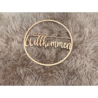 Türkranz Herzlich Willkommen, Türschild, Geschenk Zur Hochzeit Oder Einweihung, Individuelles Türschild von ZaibertCreativStudio
