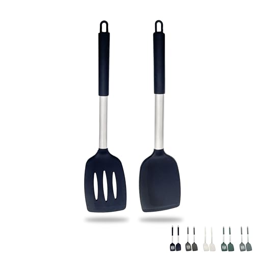 ZAIGON 2er Set Robuste, Antihaftbeschichtete Silikon Pfannenwender - Hitzebeständig und BPA-frei - Ideales Kochutensil für Fisch, Eier und Pfannkuchen in stilvollem Schwarz ZAIGON 2er Set Robuste, Antihaftbeschichtete Silikon Pfannenwender - Hitzebeständig und BPA-frei - Ideales Kochutensil für Fisch, Eier und Pfannkuchen in stilvollem Schwarz von Zaigon