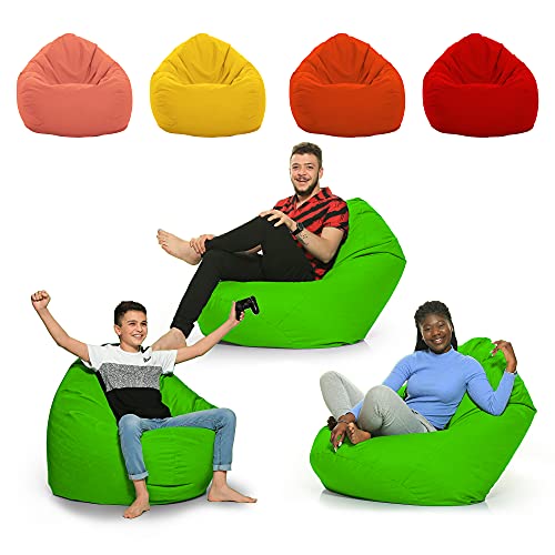 ZainBag.de Sitzsack Outdoor Indoor Wasserdicht Wetterfest XL - XXL Bodenkissen Sitzkissen Beanbag Größen Erwachsene Kinder Gaming Hochwertig Relax XXXL (Neongrün, XL) von ZainBag.de