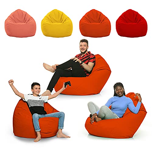 ZainBag.de Sitzsack Outdoor Indoor Wasserdicht Wetterfest XL - XXL Bodenkissen Sitzkissen Beanbag Größen Erwachsene Kinder Gaming Hochwertig Relax XXXL (Neonorange, XXL) von ZainBag.de