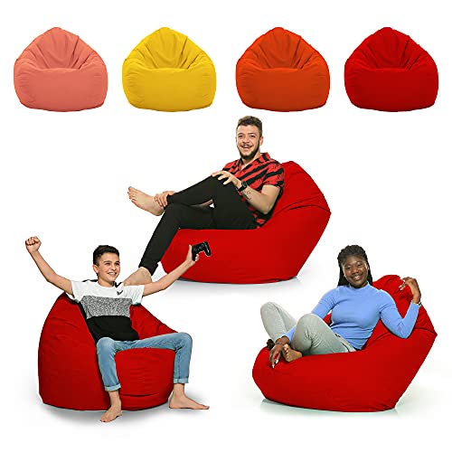 ZainBag.de Sitzsack Outdoor Indoor Wasserdicht Wetterfest XL - XXL Bodenkissen Sitzkissen Beanbag Größen Erwachsene Kinder Gaming Hochwertig Relax XXXL (Rot, XXL) von ZainBag.de