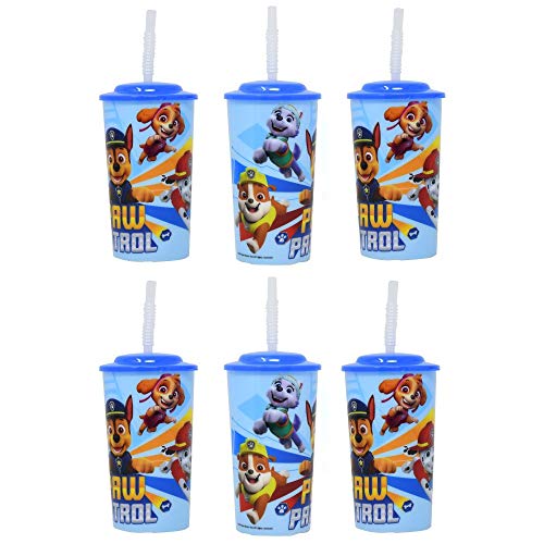 Paw Patrol wiederverwendbare Trinkbecher mit Deckel und Strohhalmen, 473 ml, 6 Stück von Zak Designs