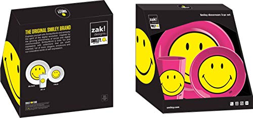 Zak! Designs 6662 Smiley Kindergeschirr-Set, 3-teilig, fuchsia, 22 x 9,5 x 22,5 cm von Zak Designs