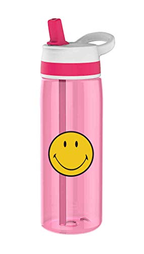 Zak Designs 6662-005 Trinkflasche mit integriertem Strohhalm Smiley Fuchsia, Tritan, 750 milliliters von Zak Designs