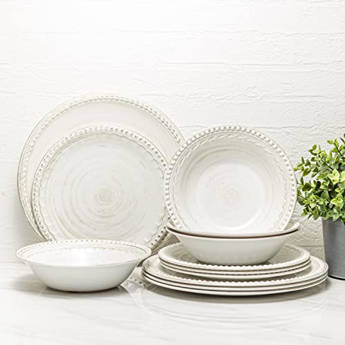 Zak Designs American Conventional Melamine Dinnerware Set Includes Dinner Plates, Salad Plates, and Individual Bowls, Durable and BPA Free (White, 12-Piece Dinnerware Set, Service for 4) von Zak Designs