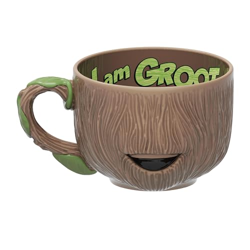 Zak Designs Marvel Guardians of the Galaxy, geformte Keramik-Kaffeetasse für heiße Getränke, Sammlerstück, Andenken mit einzigartigem 3D-Charakter (478 ml, Groot) von Zak Designs