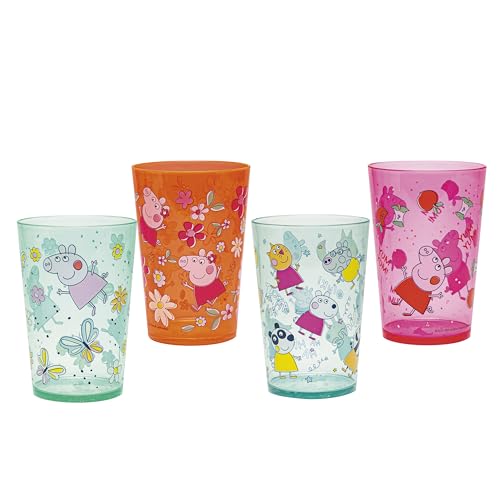 Zak Designs Peppa Pig Trinkbecher-Set für zu Hause, 411 ml, BPA-freie Kunststoffbecher, 4 Stück (Peppa Pig and Friends) von Zak Designs