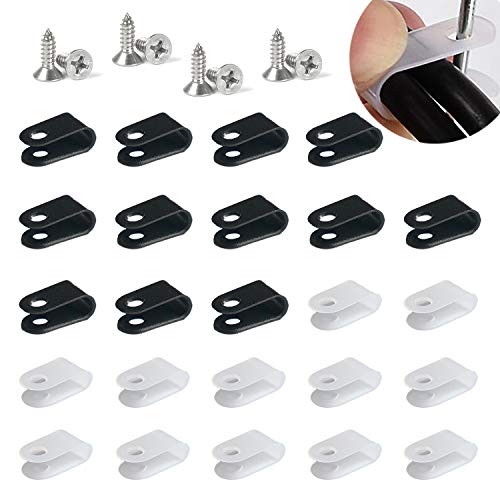 Zaky 1/5 U Typ Cable Clip Drahtklemme für Kabel Nylon Kabelklemme Kabelbefestigung Chassisklemmen Kabelhalter 200 Stück （Schwarz ， 50 Stück/Weiß ， 50 Stück ， Enthält 100 Schrauben） von Zaky