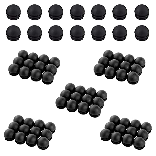 Zaky 16mm Lamellenstopfen mit Kugelkopf für Rundrohre Gleiter Stopfen mit Lamellen Kunststoff Rundkopf für runde Rohre für Schemel Stahlrohrstühle Schwarz 50 Stück von Zaky