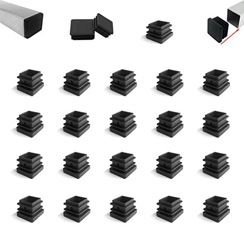 Zaky 20 Stück Lamellenstopfen für Vierkantrohre 15x15 mm Rohrstopfen Fußkappen schwarz aus Kunststoff Formrohr-Stopfen quadratisch von Zaky