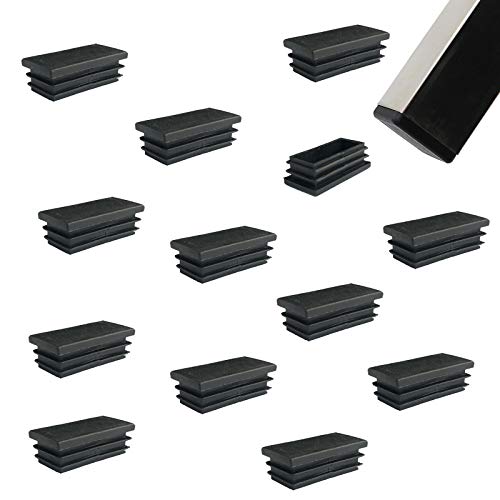 Zaky 21 Stück Lamellenstopfen für Rechteckrohre, 50x25 mm, Vierkantrohr schwarz Kunststoffverbinder (schwarz) von Zaky