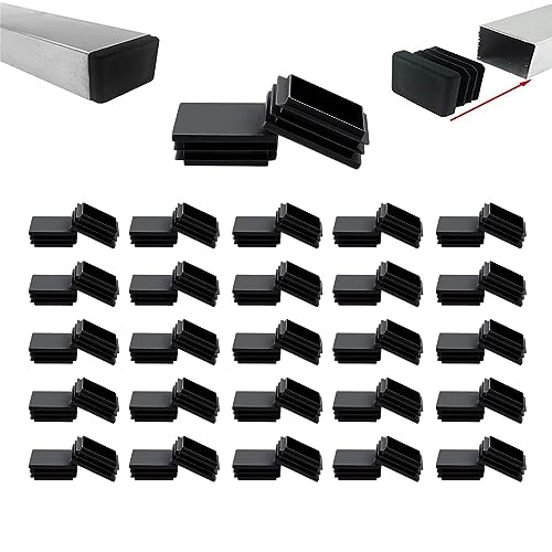 Zaky 23mm x 13mm Rechteckiger Kunststoffstopfen mit Schwarzen Endkappen für Metallrohre, Zäune, Gleitschutz von Stuhlbeinen, Möbeln und Böden 30 Stück von Zaky