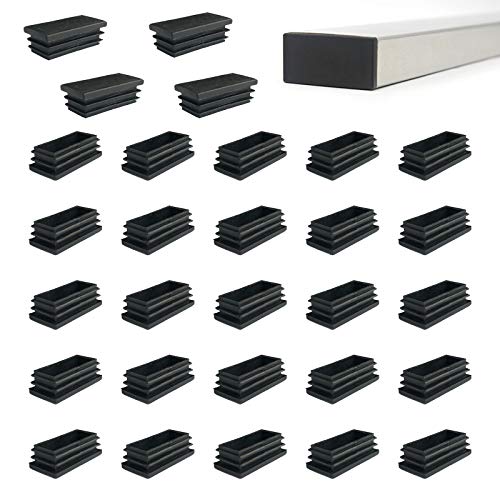 Zaky 24 Stück Lamellenstopfen für Rechteckige Rohre 40x15 mm Rohrstopfen Fußkappen schwarz aus Kunststoff von Zaky