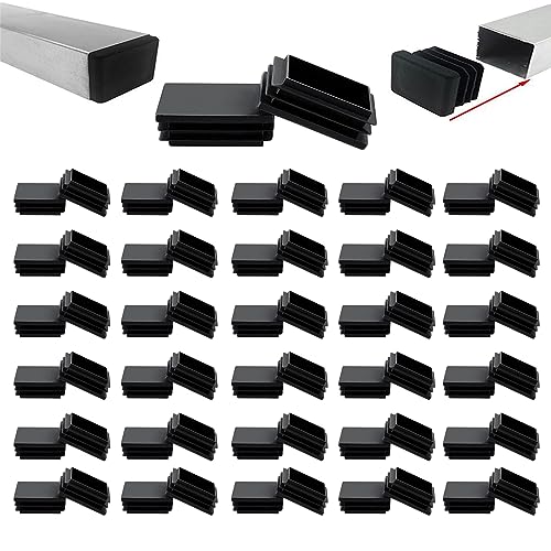 Zaky 24mm x 12mm Rechteckige Kunststoff Plug Insert Schwarz rutschfest Kunststoffrohr Endkappe Möbel Stuhl Bein Kappen 30 Stück von Zaky