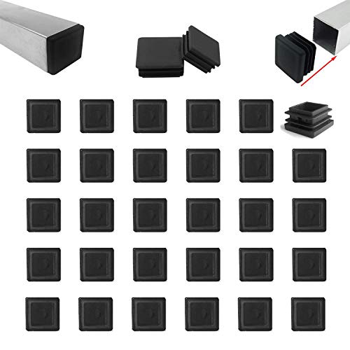 Zaky 30 Stück Lamellenstopfen für Vierkantrohre 25x25 mm Rohrstopfen Fußkappen schwarz aus Kunststoff von Zaky