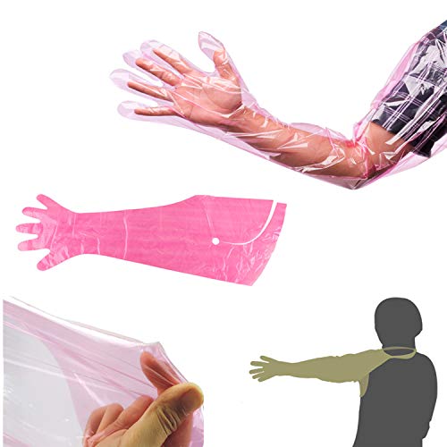 Zaky 37 Zoll Einweghandschuhe Lange Kunststoffhandschuhe Schulterhandschuhe können das Herunterfallen von Handschuhen verhindern Material mit hoher Dichte Keine Leckage （10 Stück） von Zaky
