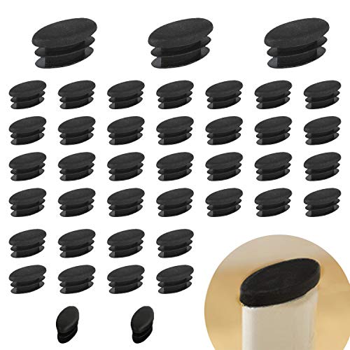 Zaky 38 STK Tischstuhl Beinfüße Kunststoff Ovalrohr Schlaucheinsatz Die ovale Abdeckkappe die Sich ideal zum Anbringen der Möbelbeinlöcher (28 x 14 mm) Schwarz von Zaky