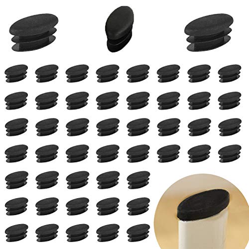 Zaky 75 Stk Tischstuhl Beinfüße Kunststoff Ovalrohr Schlaucheinsatz Die ovale Abdeckkappe die sich ideal zum Anbringen der Möbelbeinlöcher (28 x 14 mm) Schwarz von Zaky