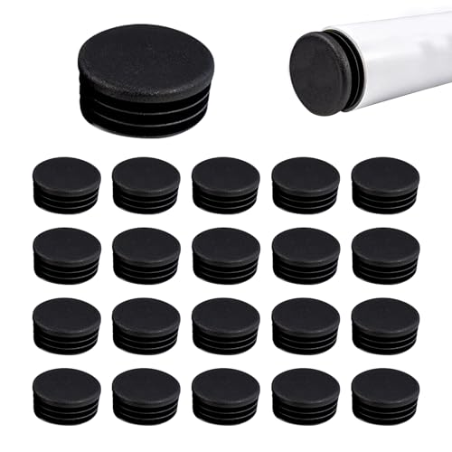 Zaky Lamellenstopfen Rund 28mm Runde Rohrstopfen Einsätze Rohr Endkappe Stecker für Tisch Stuhl Möbel Beine Kunststoff Endkappen gerippt Einsätze Schwarz 20 Stück von Zaky