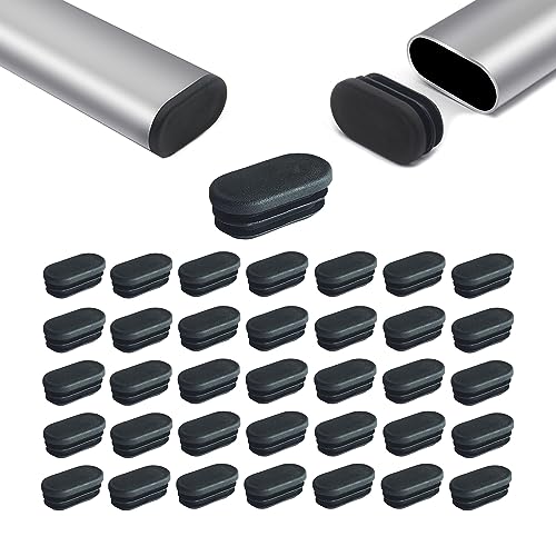 Zaky Tisch Stuhlbein Füße Kunststoff Oval Rohr Rohr Einsatz Schwarz Oval Abdeckkappe für Metallrohre, Zäune, Gleitschutz von Stuhlbeinen, Möbel und Böden(20 x 10 mm - 30 pcs) von Zaky