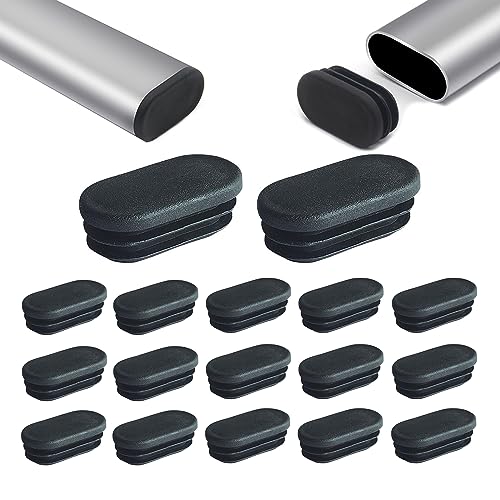 Zaky Tisch Stuhlbein Füße Kunststoff Oval Rohr Rohr Einsatz Schwarz Oval Abdeckkappe für Metallrohre, Zäune, Gleitschutz von Stuhlbeinen, Möbel und Böden(50 x 20 mm - 30 pcs) von Zaky