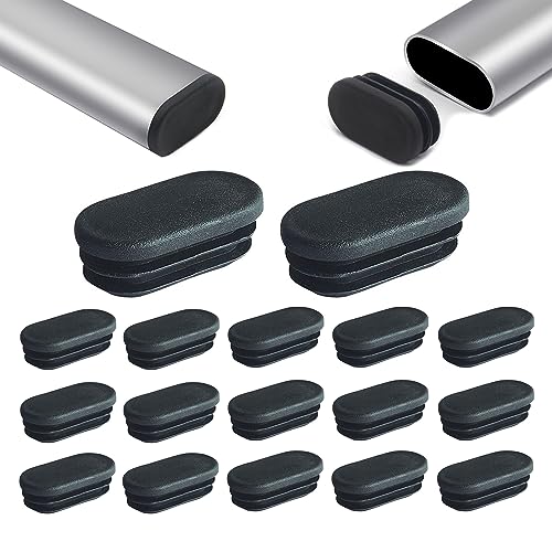 Zaky Tisch Stuhlbein Füße Kunststoff Oval Rohr Rohr Einsatz Schwarz Oval Abdeckkappe für Metallrohre, Zäune, Gleitschutz von Stuhlbeinen, Möbel und Böden(50 x 25 mm - 30 pcs) von Zaky