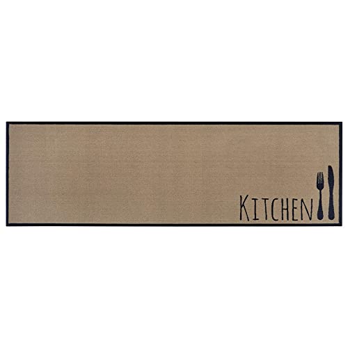 Zala Living Cook & Clean Läufer – rutschfest Teppichläufer Flachgewebe Kurzflor Teppich Küchenteppich Waschbar Küchenläufer Kitchen für Flur, Küche, Wohnzimmer – Braun, 50x150cm von Zala Living