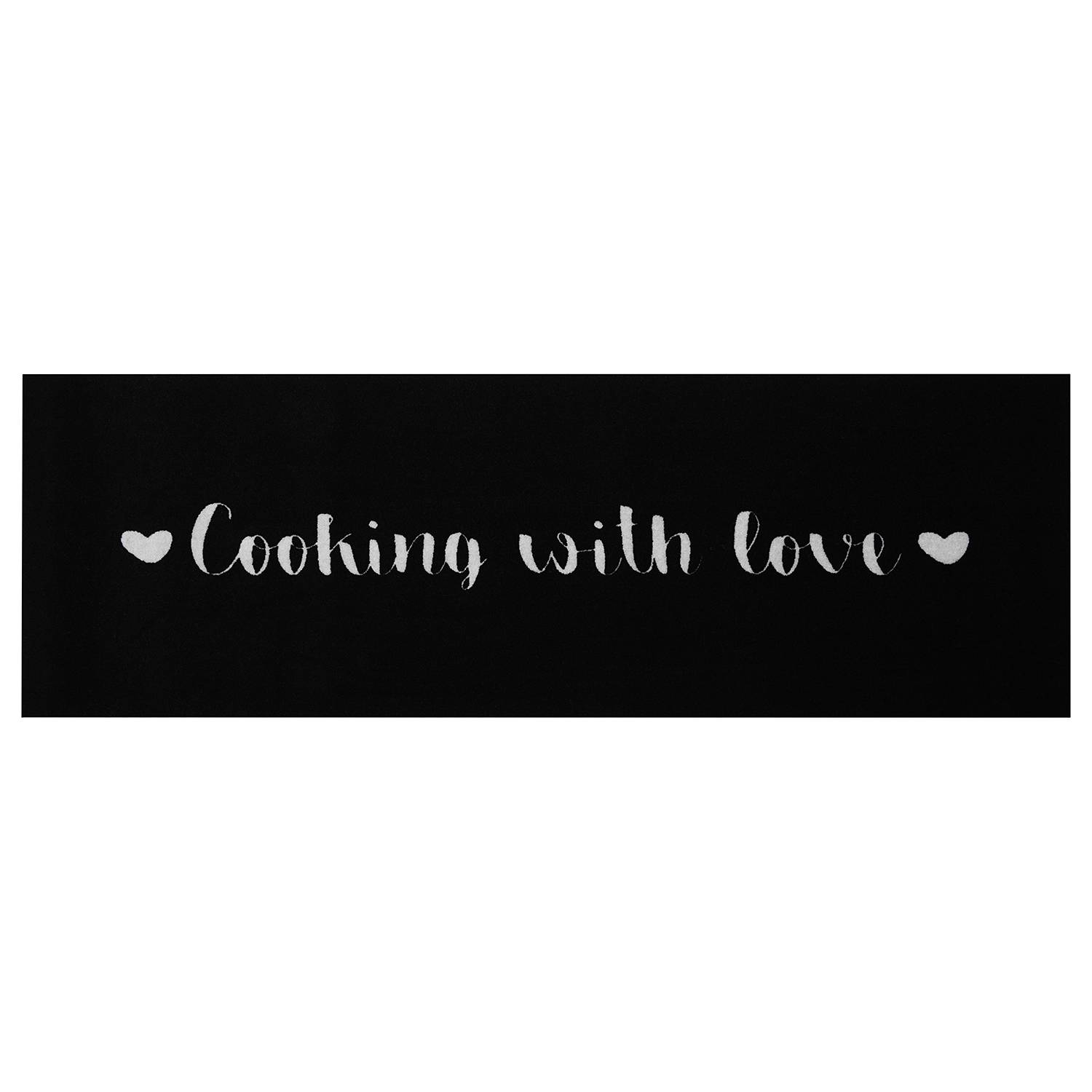 Zala Living Küchenläufer Cooking with Love Schwarz mit Text 50x150 cm (BxT) Webstoff Rechteckig von Zala Living