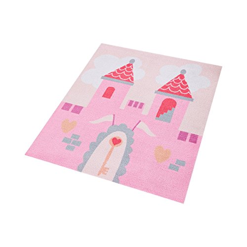 Zala Living Prinzessinnenschloss Kinderteppich, Polyamid, Pink, 100 x 100 x 0,7 cm von Zala Living