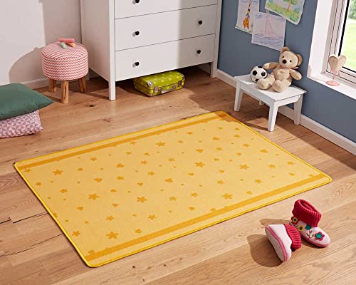 Zala Living Sterne und Herzen Kinderteppich, Polyamid, Orange, 140 x 100 x 0,8 cm von Zala Living