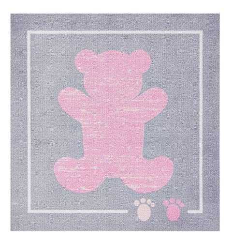 Zala Living Teddybär Kinderteppich, Polyamid, Pink, 100 x 100 x 0,7 cm von Zala Living