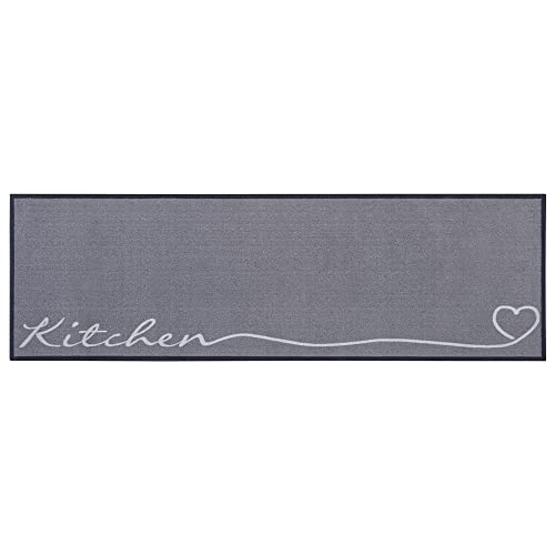 Zala Living Cook & Clean Läufer – rutschfest Teppichläufer Flachgewebe Kurzflor Teppich Küchenteppich Waschbar Küchenläufer Kitchen für Flur, Küche, Wohnzimmer – Grau, 50x150cm von Zala Living