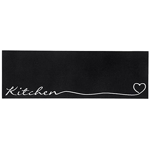 Zala Living Cook & Clean Läufer – rutschfest Teppichläufer Flachgewebe Kurzflor Teppich Küchenteppich Waschbar Küchenläufer Kitchen für Flur, Küche, Wohnzimmer – Schwarz, 50x150cm von Zala Living