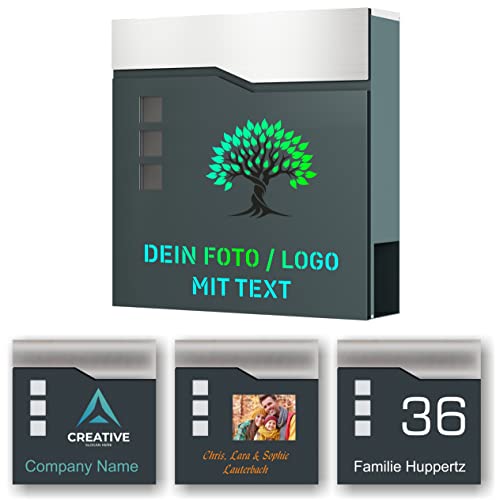 Briefkasten aus Edelstahl - Foto oder Logo uploadbar - mit individueller Beschriftung - anthrazit RAL 7016 pulverbeschichtet - TOP QUALITÄT Briefkasten aus Edelstahl - Foto oder Logo uploadbar - mit individueller Beschriftung - anthrazit RAL 7016 pulverbeschichtet - TOP QUALITÄT von Zalafino