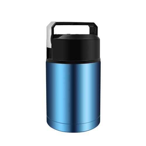 Zalaxt 1000 ml Suppenthermos, Edelstahl-Thermoskanne für heiße Speisen, breite Öffnung, Lebensmittel-Thermosglas, isolierter Lunchbehälter, auslaufsicher, Vakuum-Thermoskanne (blau) von Zalaxt