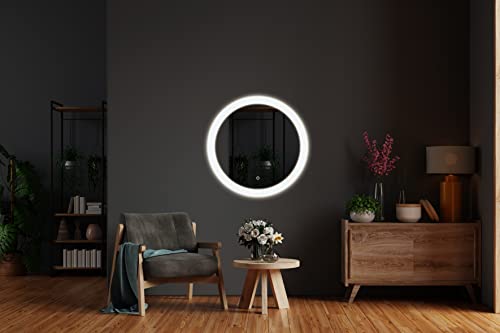 Zalena Round II polierte Kanten LED Badezimmer Licht Spiegel mit Touch-Schalter, Silber von Zalena