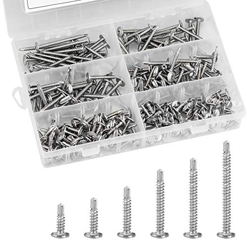 210 Stück Bohrschrauben Selbstschneidend Edelstahl Selbstbohrende Schraube 13 mm 19 mm 25 mm 32 mm 38 mm 50 mm Tek Schrauben Bohrschrauben Kit Set von Zaleonline