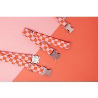 Rosa Und Orange Kariertes Hundehalsband Mit Metallschnalle, Gingham, Sommer-Hundehalsband, Haustierhalsband, Weibliches Hundehalsband, Geschenk Für von ZaleyDesigns