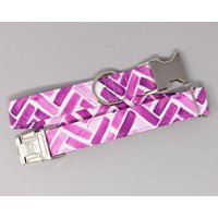 Lila Fischgrät Hundehalsband Aquarell, Weiblich, Männlich, Haustierhalsband Mit Metallschnalle, Welpe, Black Friday von ZaleyDesigns